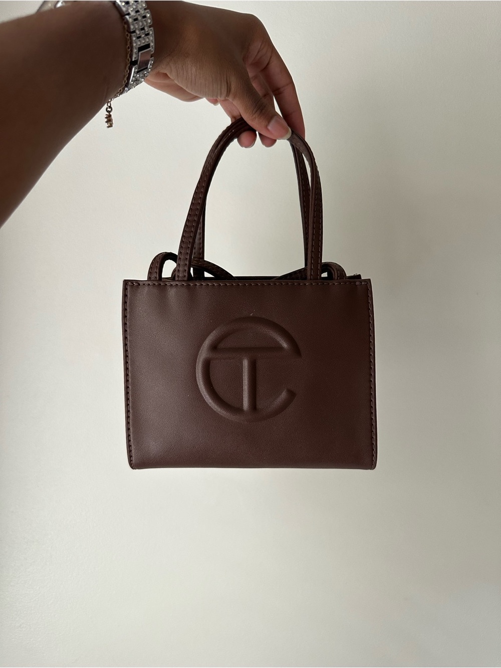 Telfar Mini Tote in Deep Brown Leather - Picture 2 of 2